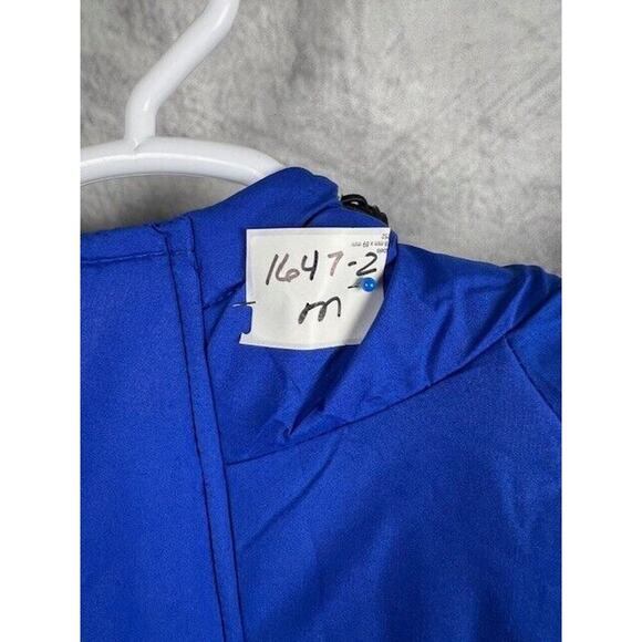 Womens Puffer Jacket Sz M Blue Lightweight Hoodie with Pull String Stretch Cuff - Picture 8 of 8